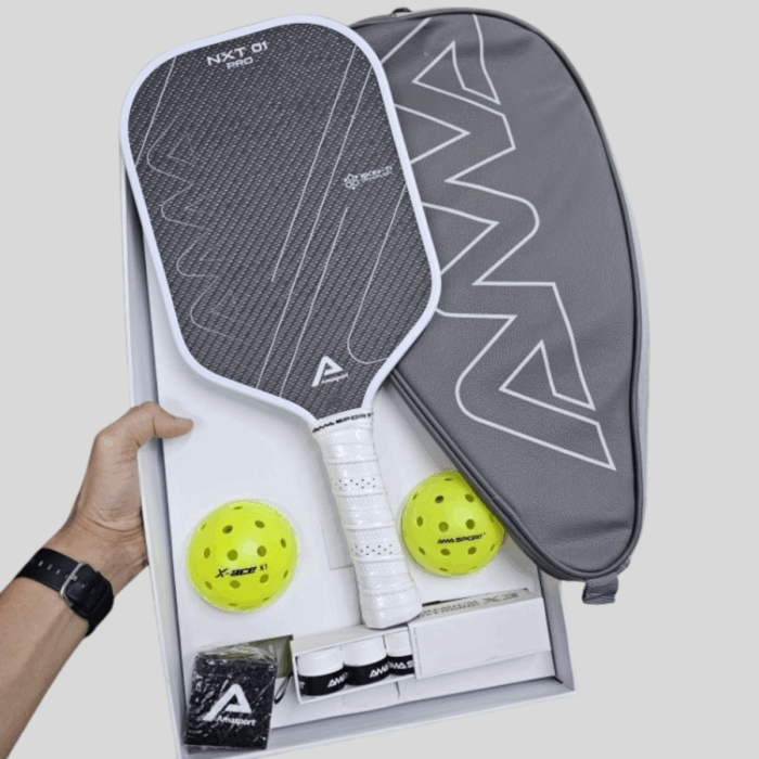 Vợt Pickleball AMA SPORT NXT 01 Pro Titanium 16mm Màu Xám Trắng